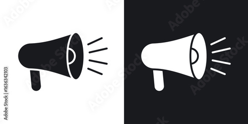 Megaphone icon flat, silhouette, vector illustrations. flat glyph designs