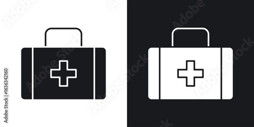 Medical kit icon flat, silhouette, vector illustrations. flat glyph designs