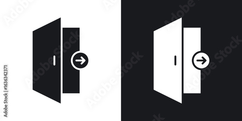 Logout icon flat, silhouette, vector illustrations. flat glyph designs