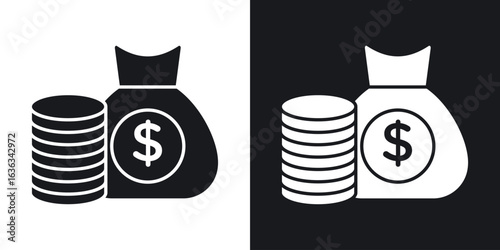 Income icon flat, silhouette, vector illustrations. flat glyph designs