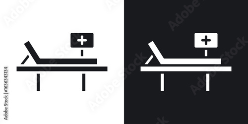 Hospital bed icon flat, silhouette, vector illustrations. flat glyph designs