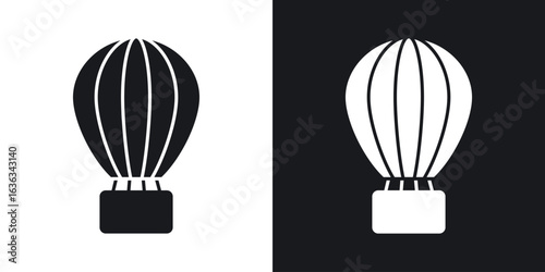Hot air balloon icon flat, silhouette, vector illustrations. flat glyph designs