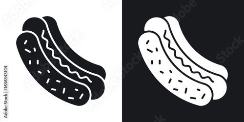 Hot dog icon flat, silhouette, vector illustrations. flat glyph designs