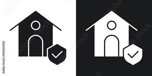 Home insurance icon flat, silhouette, vector illustrations. flat glyph designs
