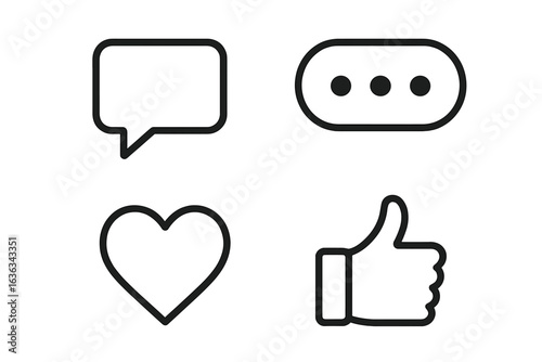 Communication symbols representing interaction and engagement in digital platforms for social media users