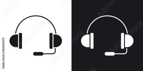 Headphone icon flat, silhouette, vector illustrations. flat glyph designs