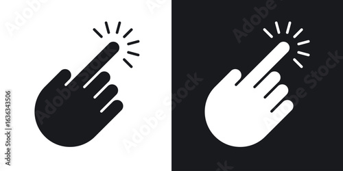 Hand click icon flat, silhouette, vector illustrations. flat glyph designs