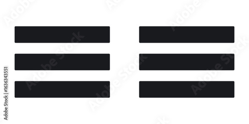 Hamburger menu icon flat, silhouette, vector illustrations. flat glyph designs
