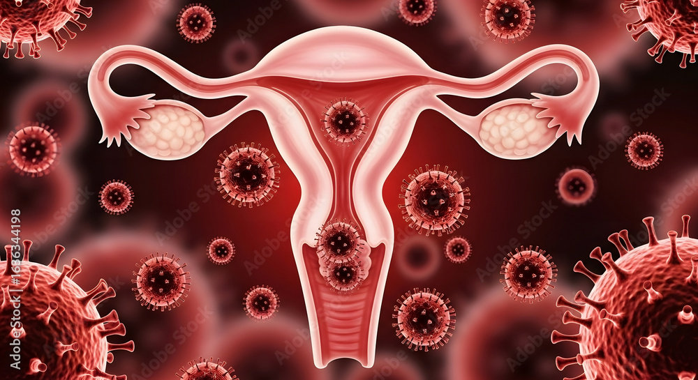 custom made wallpaper toronto digitalUterine Infection Medical Illustration of the Uterus and Viruses