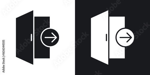 Exit icon flat, silhouette, vector illustrations. flat glyph designs