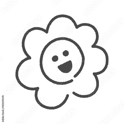かわいい笑顔の黒い花丸の手書きイラスト - 合格･よくできました･100点など褒めるデコパーツ