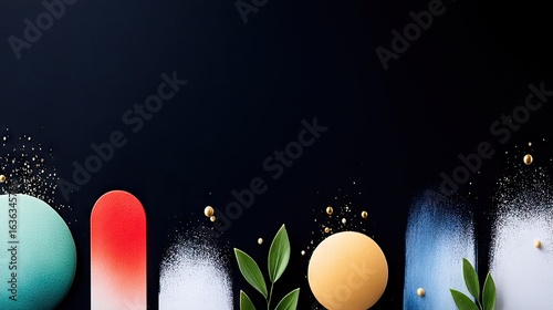 Abstract Colorful Gradient Shapes on Dark Background