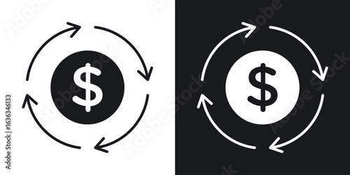 Cash flow icon flat, silhouette, vector illustrations. flat glyph designs