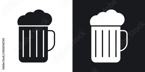 Beer mug icon flat, silhouette, vector illustrations. flat glyph designs