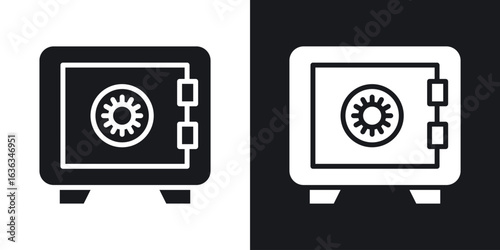 Bank vault icon flat, silhouette, vector illustrations. flat glyph designs