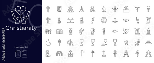 Christianity Line Editable Icons set. Vector illustration in modern thin line style of Christianity icons: faith, religion, cross, etc