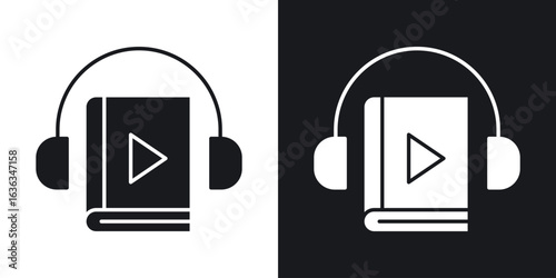 Audiobook icon flat, silhouette, vector illustrations. flat glyph designs