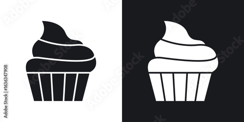 Cupcake icon flat, silhouette, vector illustrations. flat glyph designs