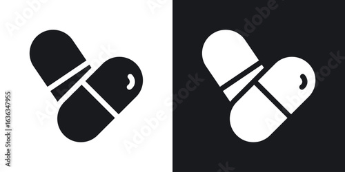 Capsule icon flat, silhouette, vector illustrations. flat glyph designs