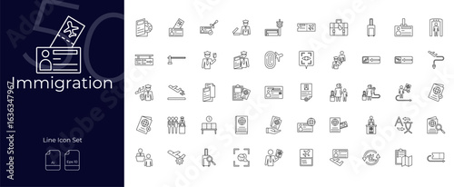 Immigration Line Editable Icons set. Vector illustration in modern thin line style of Immigration icons: passport, citizenship, visa, etc