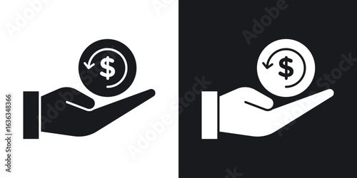 Refund icon flat, silhouette, vector illustrations. flat glyph designs