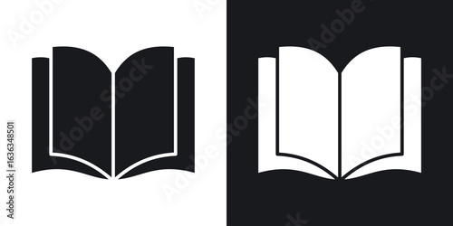 open book icon flat, silhouette, vector illustrations. flat glyph designs