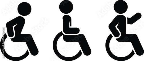 Wheelchair accessibility icons, inclusive design symbols, disability access signs, mobility aid graphics, accessible facilities indicators