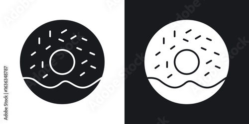 Donut icon flat, silhouette, vector illustrations. flat glyph designs