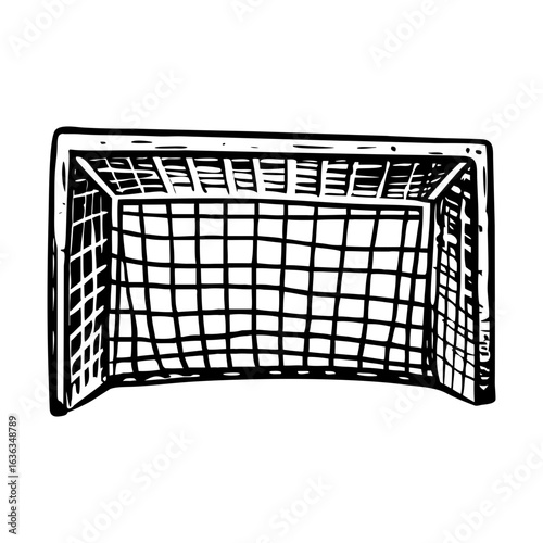 A vintage style illustration depicting soccer goal net