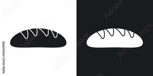 Bread loaf icon flat, silhouette, vector illustrations. flat glyph designs