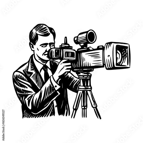 A vintage style illustration denoting video coverage 
