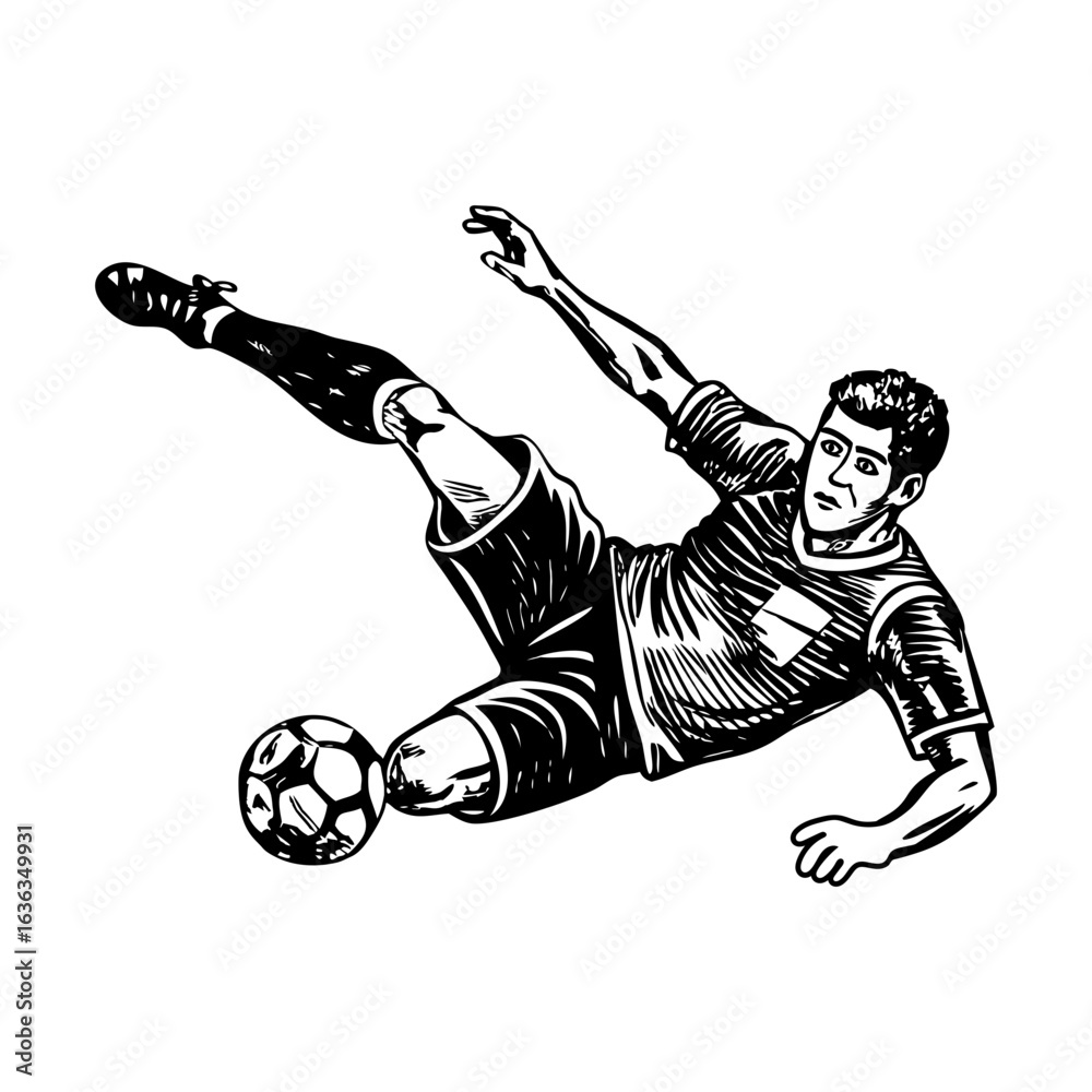 Fototapeta premium A vintage style illustration showing a sports player