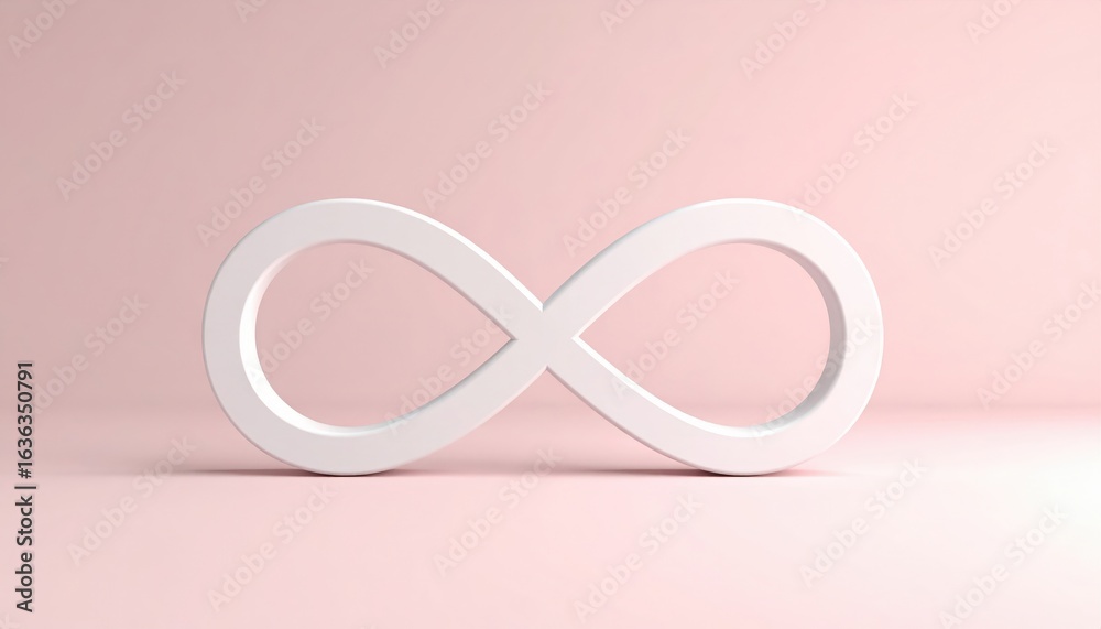Fototapeta premium White Infinity Symbol On Pink Background