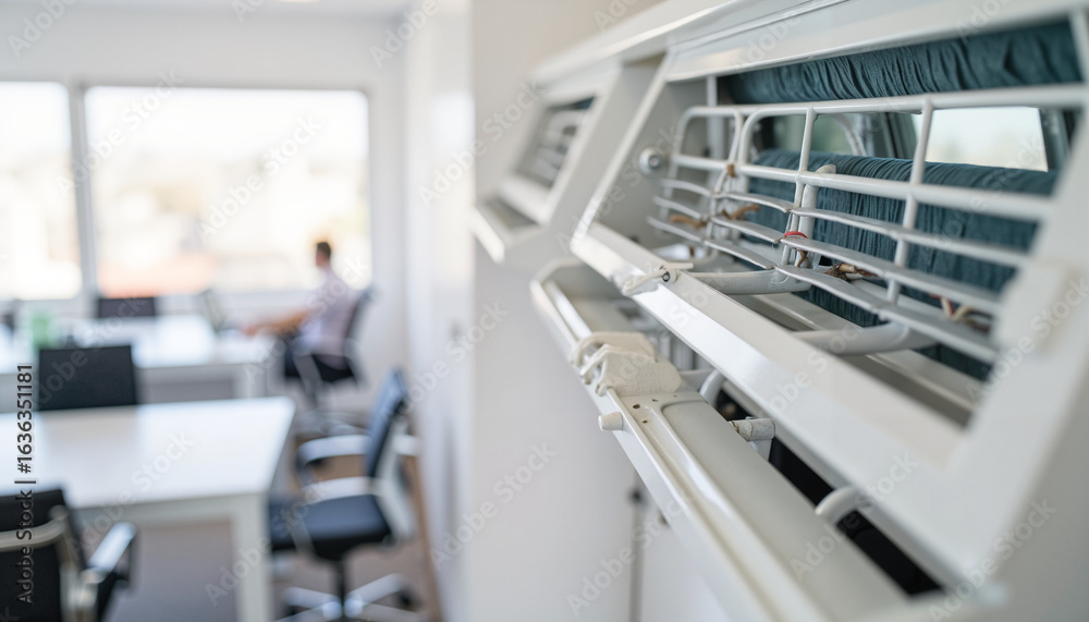 Obraz premium Office interior with air conditioning unit and copy space for text