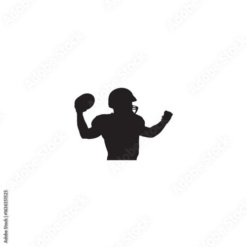 American football quarterback player throwing the ball silhouette illustration isolated on white background