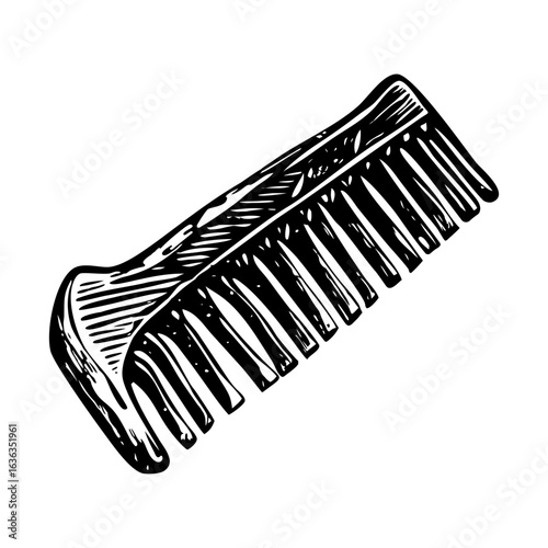 A vintage style illustration showing wooden comb