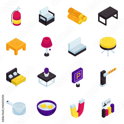Set of Interior Isometric Icons


