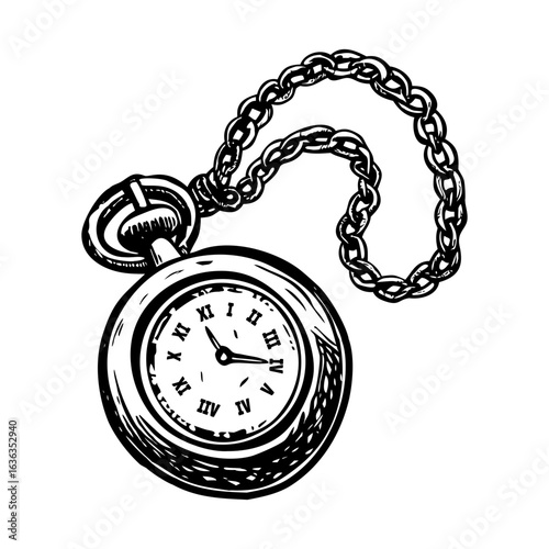 A vintage style illustration showing chain fob