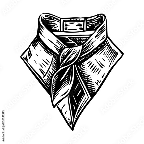 A glyph style illustration depicting silk cravat