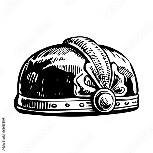 A sketchy style illustration showing velvet hat