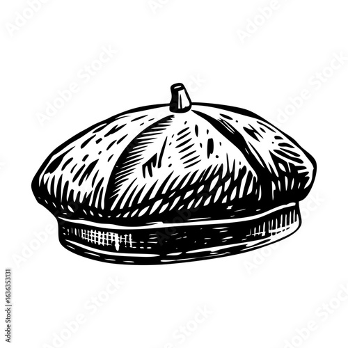 A vintage style illustration showing wool beret