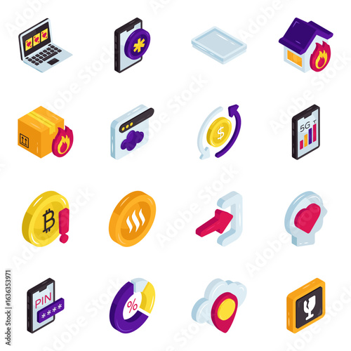 Set of Finance Isometric Icons

