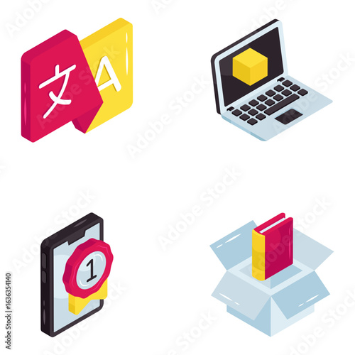 Set of Education Isometric Icons

