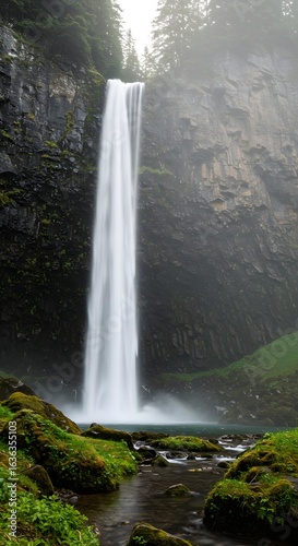 Waterfall landscape scenic nature forest stream flowing water cascade mountain outdoor travel view rock mossy cliff