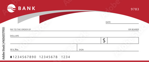 modern bank cheque checkbook. money draft voucher