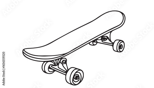 Continuous one single minimal line drawing skateboard