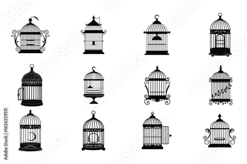 Vintage Ornamental Bird Cage Silhouette Collection