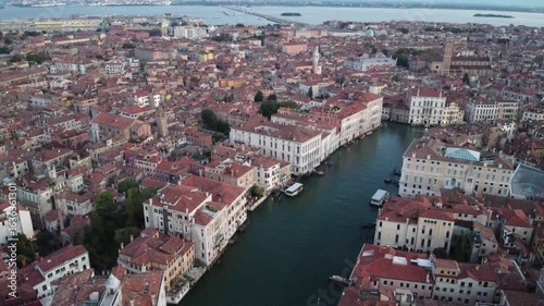 Venice, Italy - Venetian Dawn Panorama: Aerial Journey over Ponte dell’Accademia