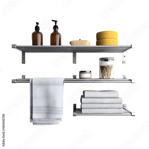 Chrome wall mounted bathroom shelf unit