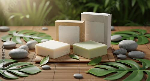 paper soap box for mockup with nature vibes